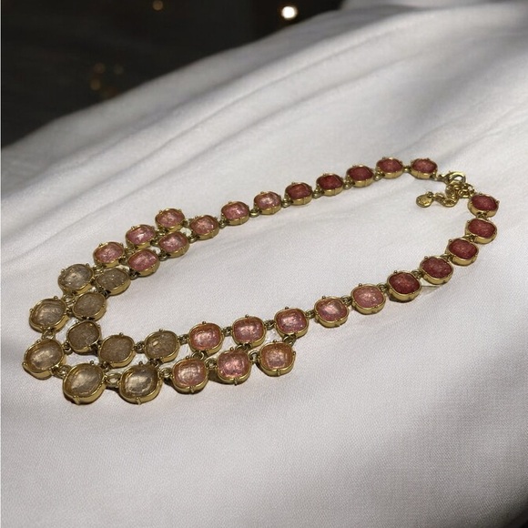 Talbots Gold Tone Pink Crackle Necklace 19” + 3” - Picture 4 of 8